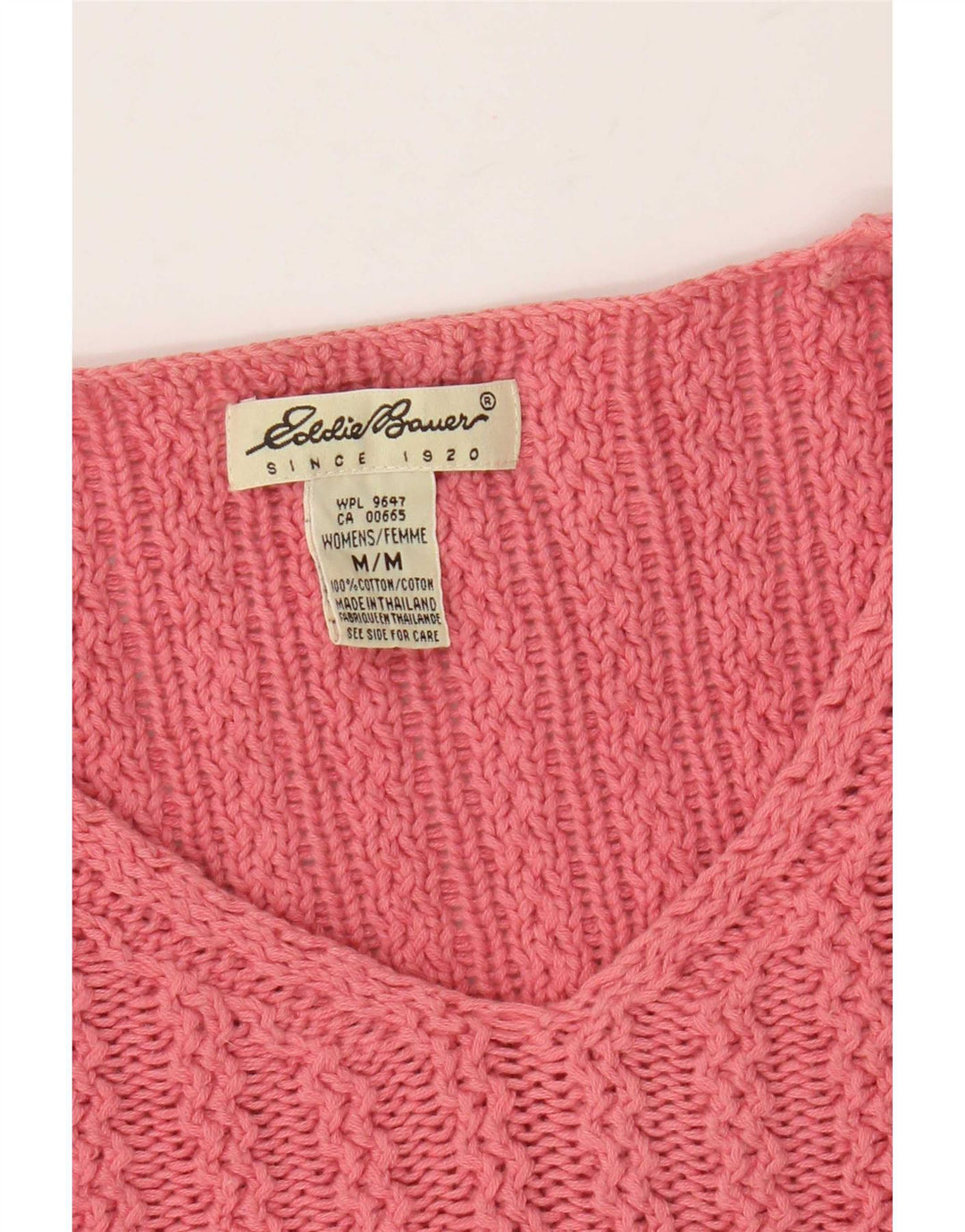 Maglione oversize da donna con scollo a V Eddie Bauer UK 14 Cotone rosa medio