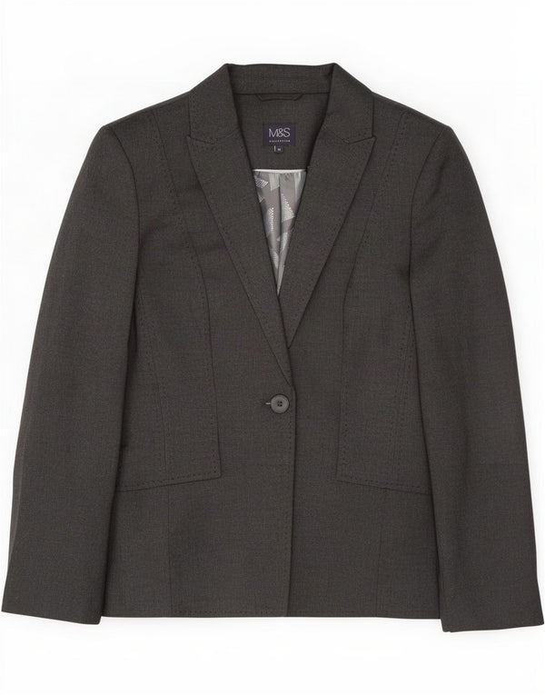 Giacca blazer a 1 bottone Marks & Spencer da donna UK 10 piccola poliestere grigio