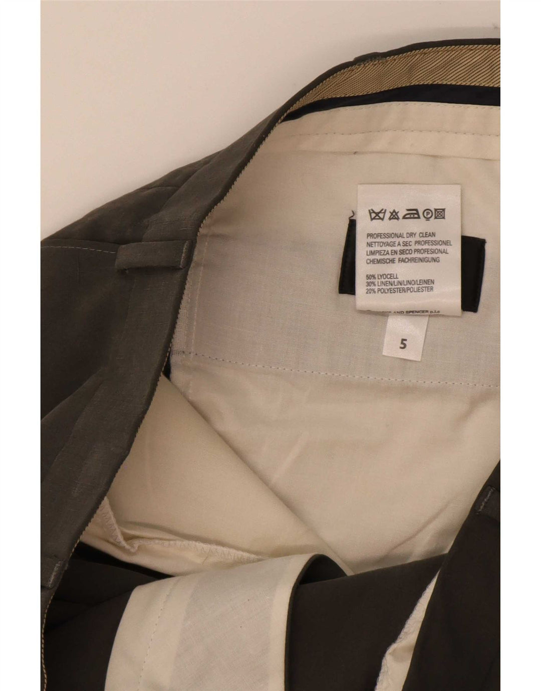 Pantaloni da abito con pegging da uomo Marks & Spencer W38 L31 Lyocell grigio