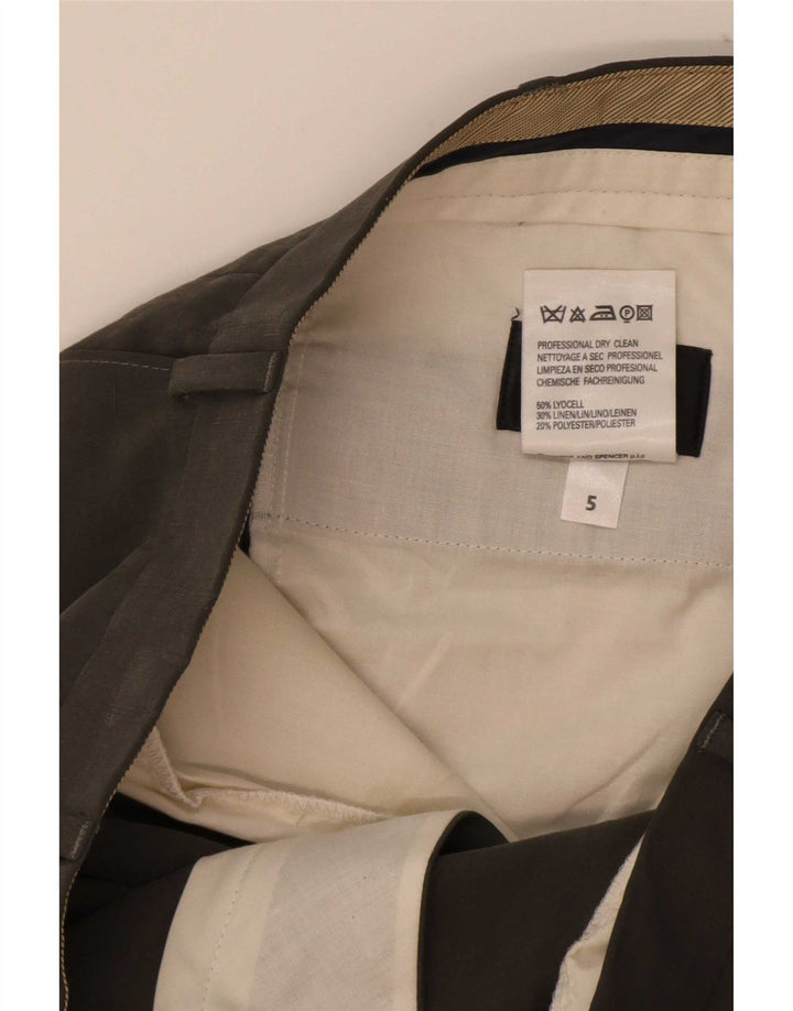 Pantaloni da abito con pegging da uomo Marks & Spencer W38 L31 Lyocell grigio