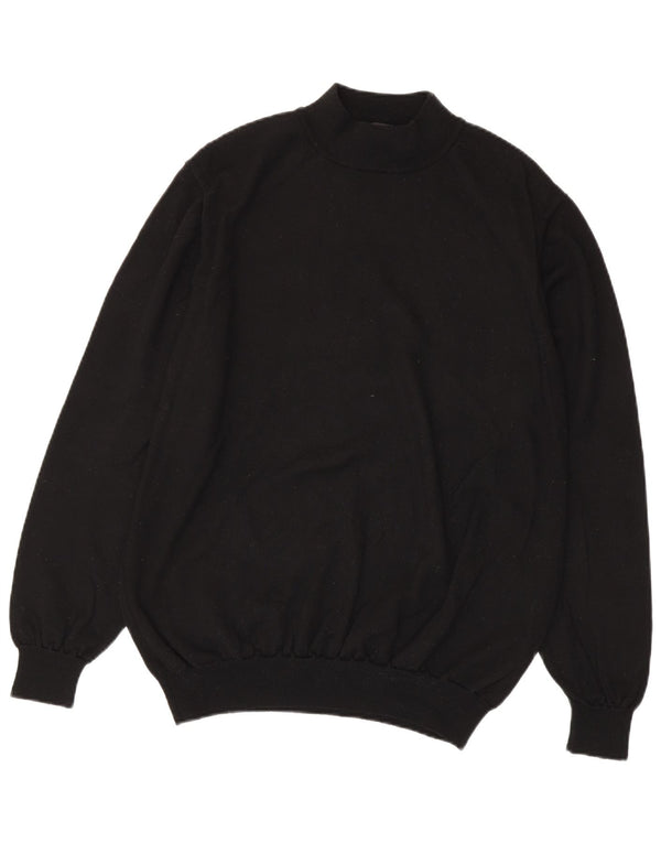 Maglione maglione da uomo Hugo Boss con collo alto 3XL lana vergine nera
