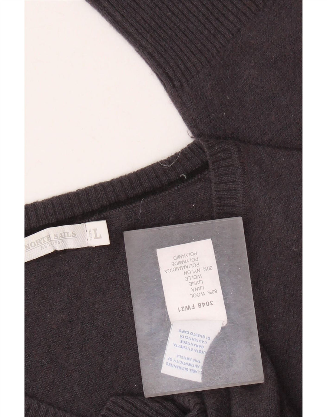 NORTH SAILS Maglione da donna con scollo a V UK 14 Large Grigio Lana