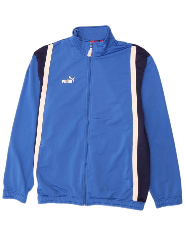 Giacca da tuta da uomo PUMA in poliestere color block blu medio