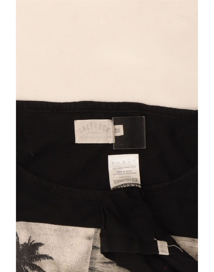 T-shirt grafica da donna SALTROCK Top UK 12 cotone nero medio