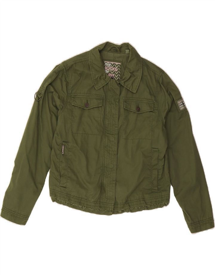 SUPERDRY Womens Military Jacket UK 12 Medium Green Vintage Superdry and Second-Hand Superdry from Messina Hembry 