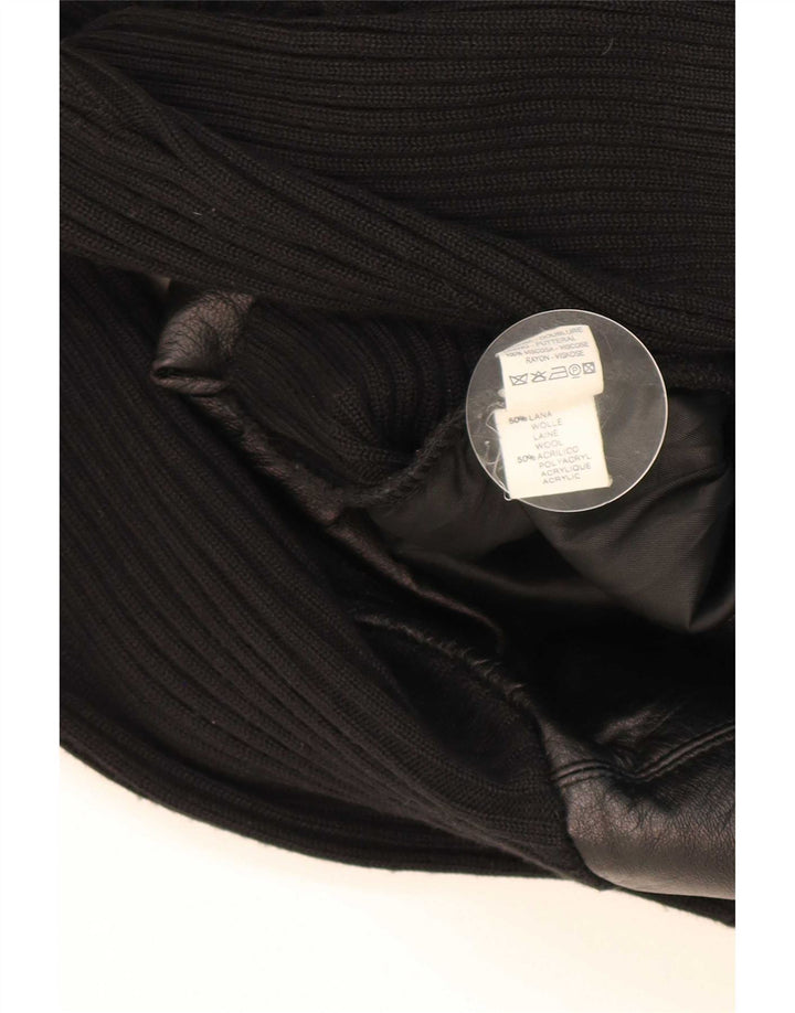 Giacca in pelle vintage da uomo UK 42 XL color block nero