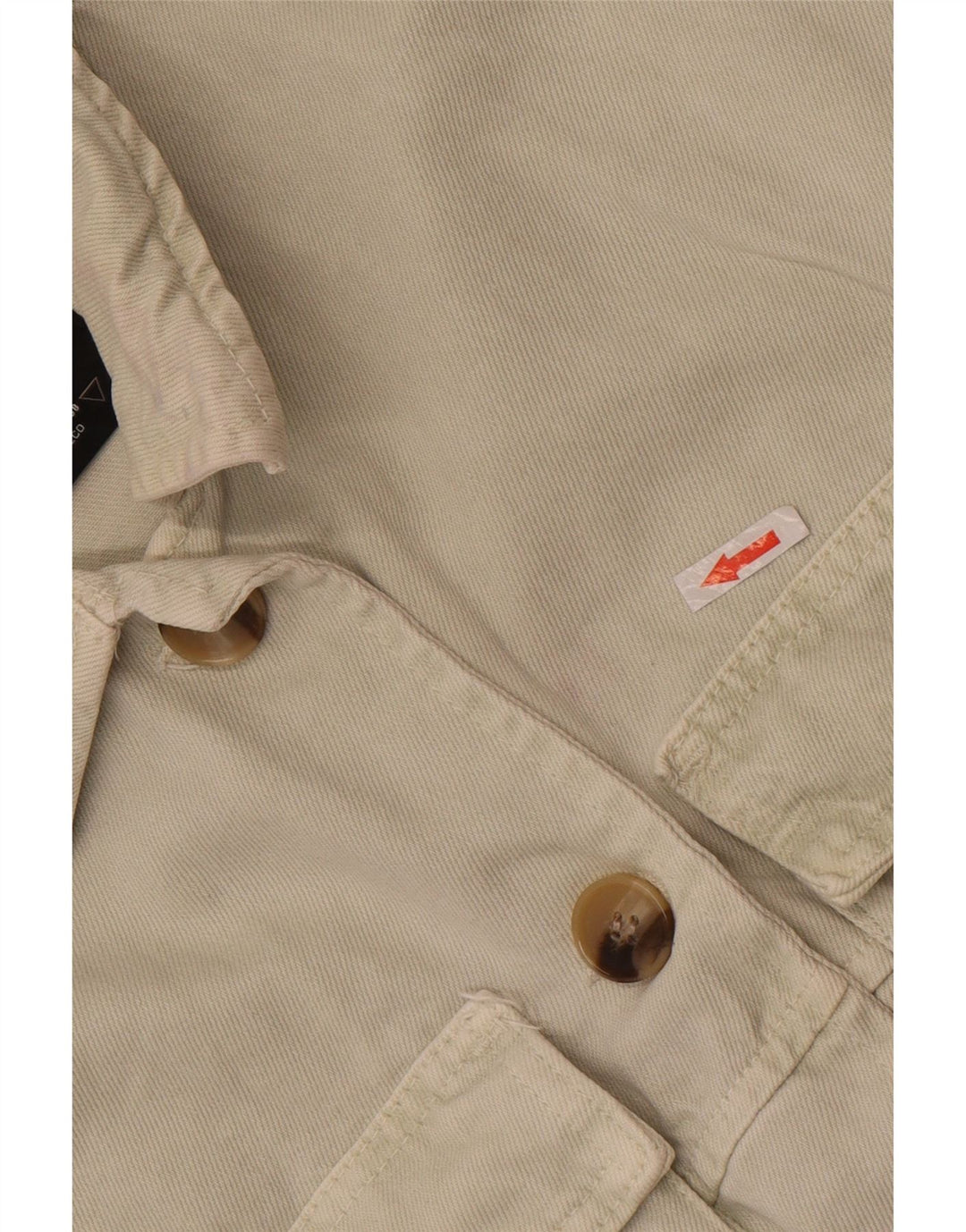 Giacca corta in denim da donna Zara UK 10 piccola in cotone bianco sporco