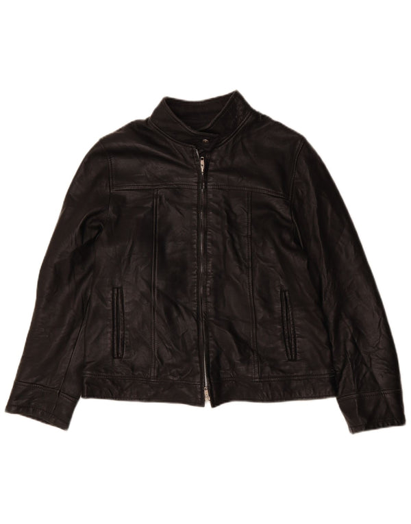 Giacca in pelle da donna vestibilità ampia VINTAGE UK 6 XS in pelle nera