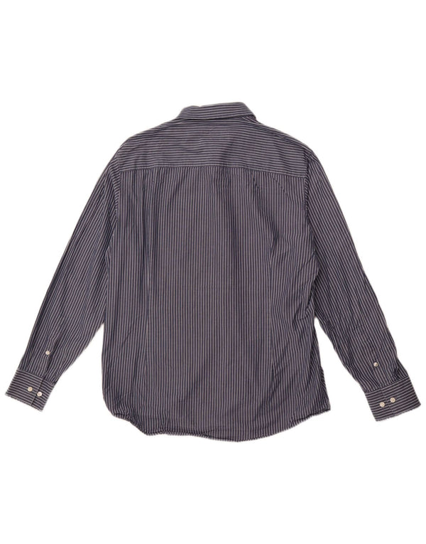 CALVIN KLEIN Camicia slim fit da uomo taglia 43 grande gessato blu navy