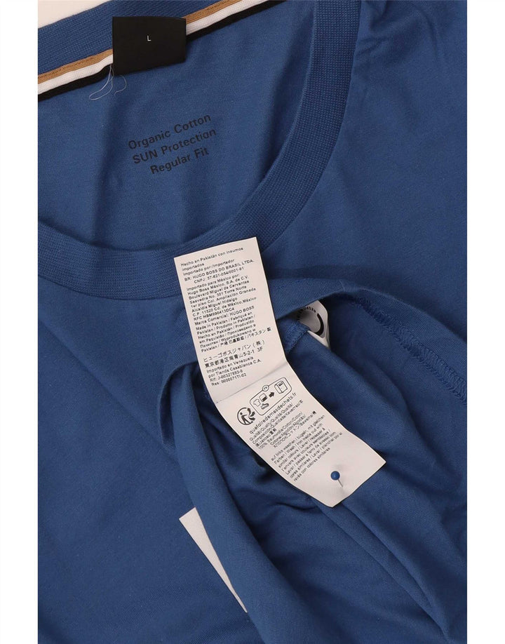 Hugo Boss T-shirt grafica da uomo con vestibilità regolare, top grande in cotone blu