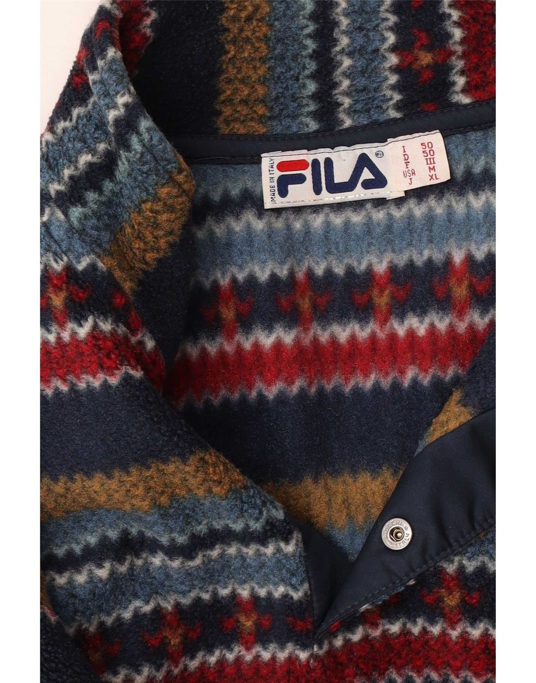 Maglione in pile da uomo con collo abbottonato Fila IT 50 medio multicolore geometrico