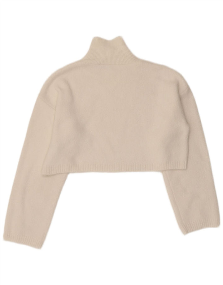Maglione corto a collo alto da donna Zara UK 10 piccolo bianco in poliammide