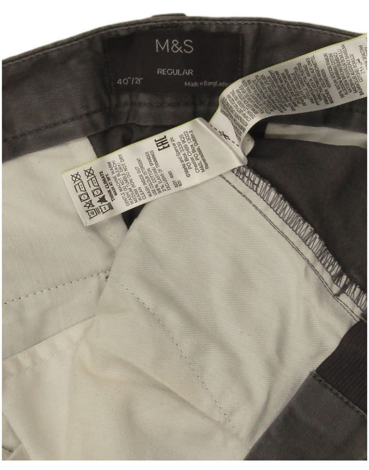 Pantaloni chino regolari da uomo Marks & Spencer W40 L29 cotone grigio