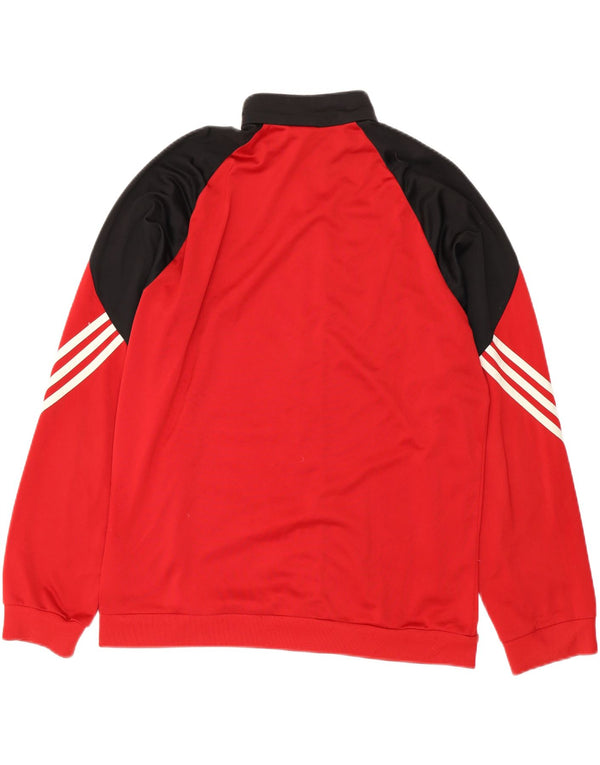 Giacca da ginnastica da uomo Adidas, giacca in poliestere color block rosso medio