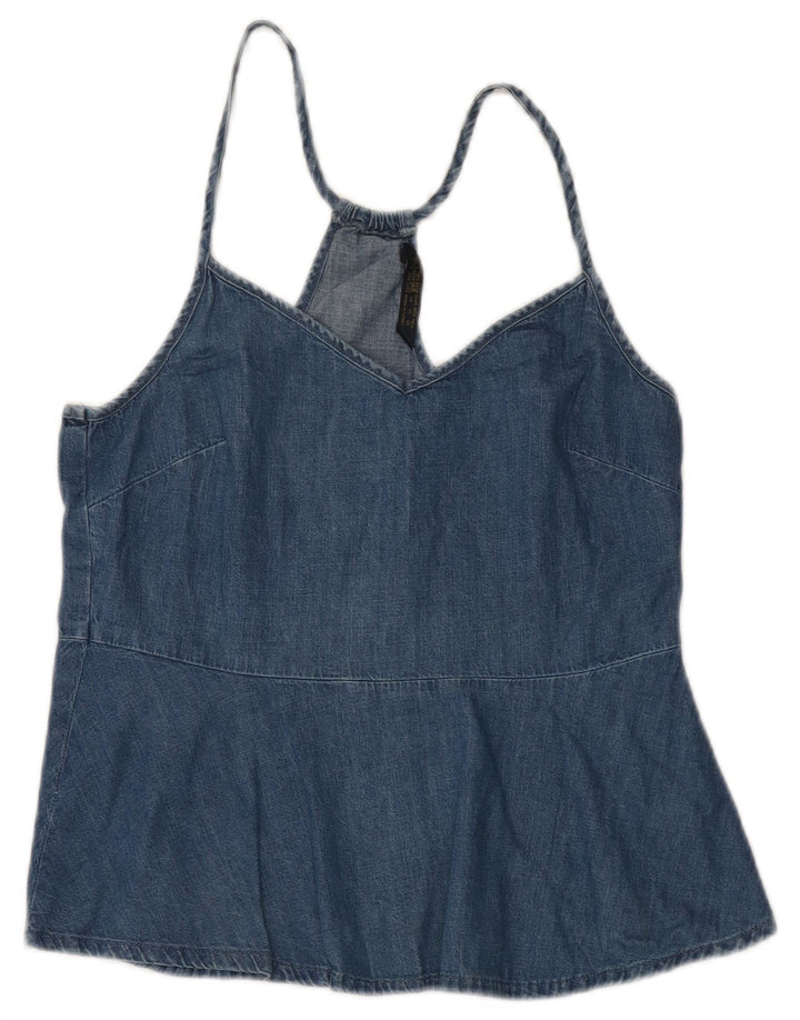 Top in denim da donna Zara UK 12 Blu medio