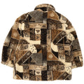 Giacca vintage da donna in pelliccia sintetica UK 18 XL Patchwork beige