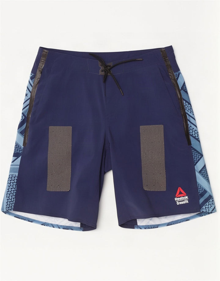 Pantaloncini da bagno Reebok Cross Fit da uomo con grafica blu medio geometrico