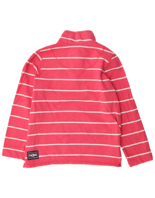 CREW CLOTHING Felpa da donna con collo con zip, maglione UK 16, grandi righe rosa