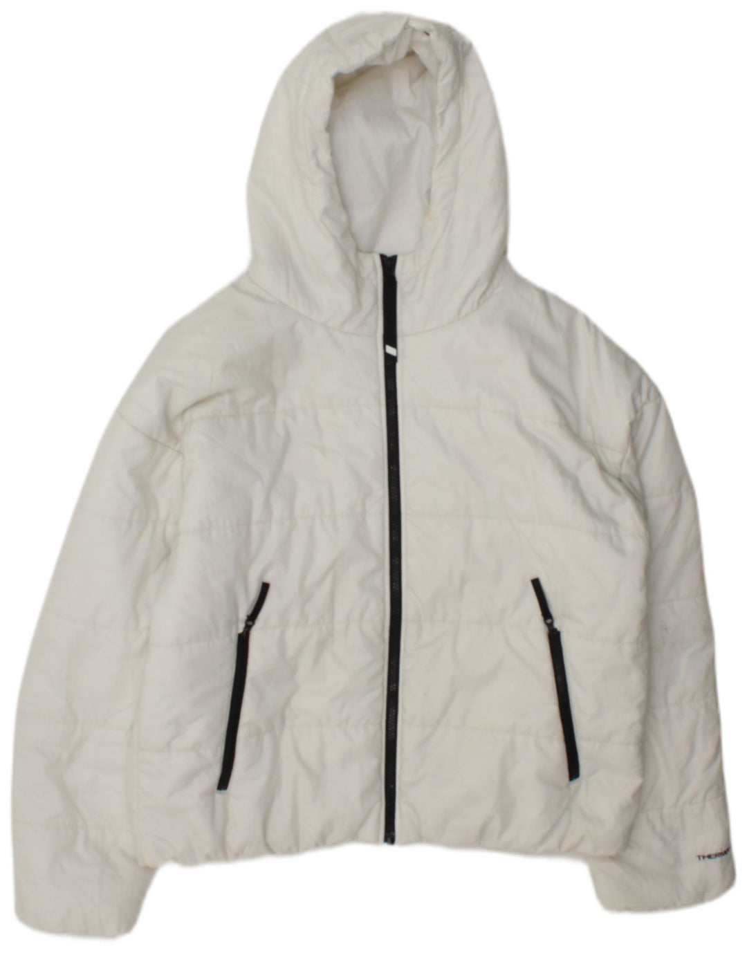 Giacca imbottita con cappuccio Nike Therma-Fit Graphic da donna UK 14 Medium White