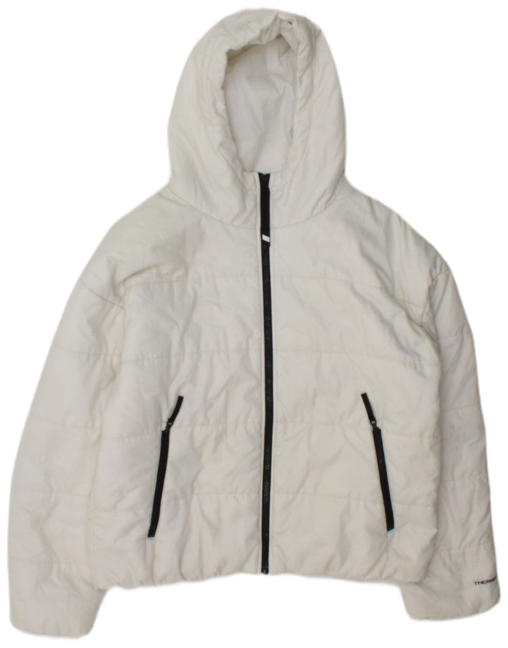 Giacca imbottita con cappuccio Nike Therma-Fit Graphic da donna UK 14 Medium White