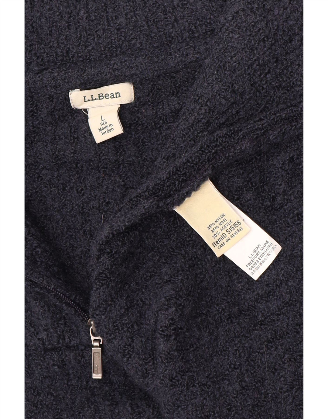 L.L.BEAN Maglione da donna con collo con zip UK 16 Grande nylon blu navy