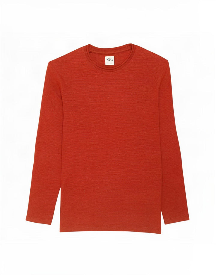 Maglione maglione girocollo da uomo Zara in cotone rosso medio
