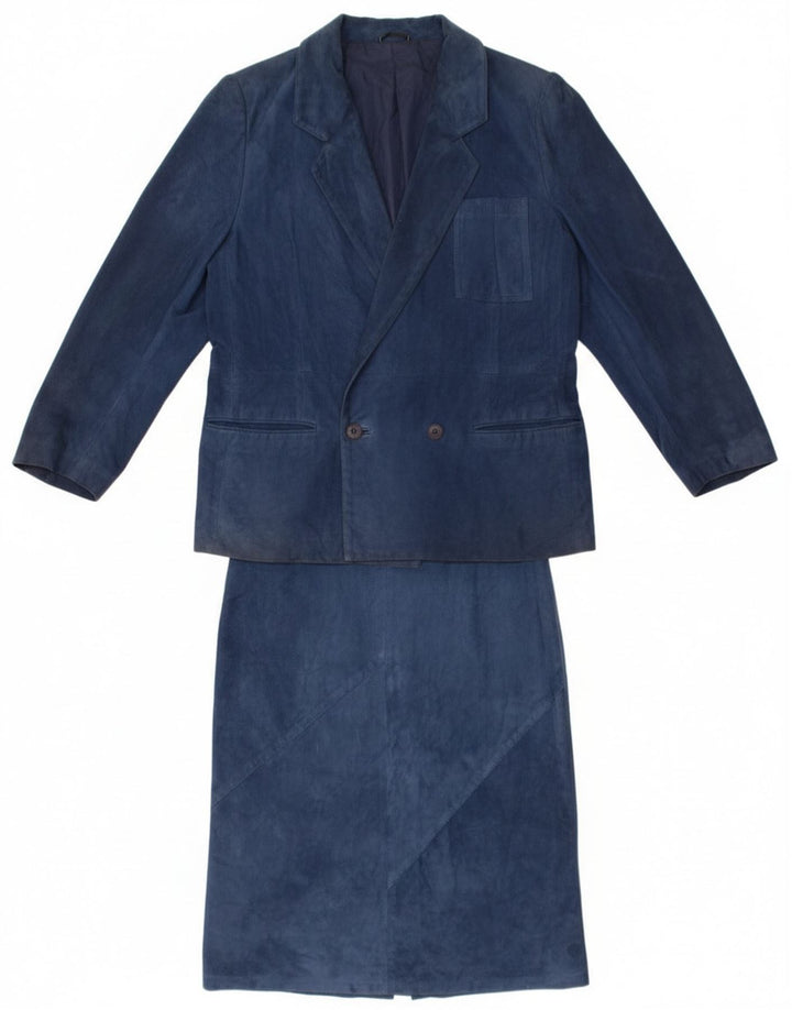 Set gonna 2 pezzi in pelle scamosciata da donna Robrik IT 44 medio W30 pelle blu navy