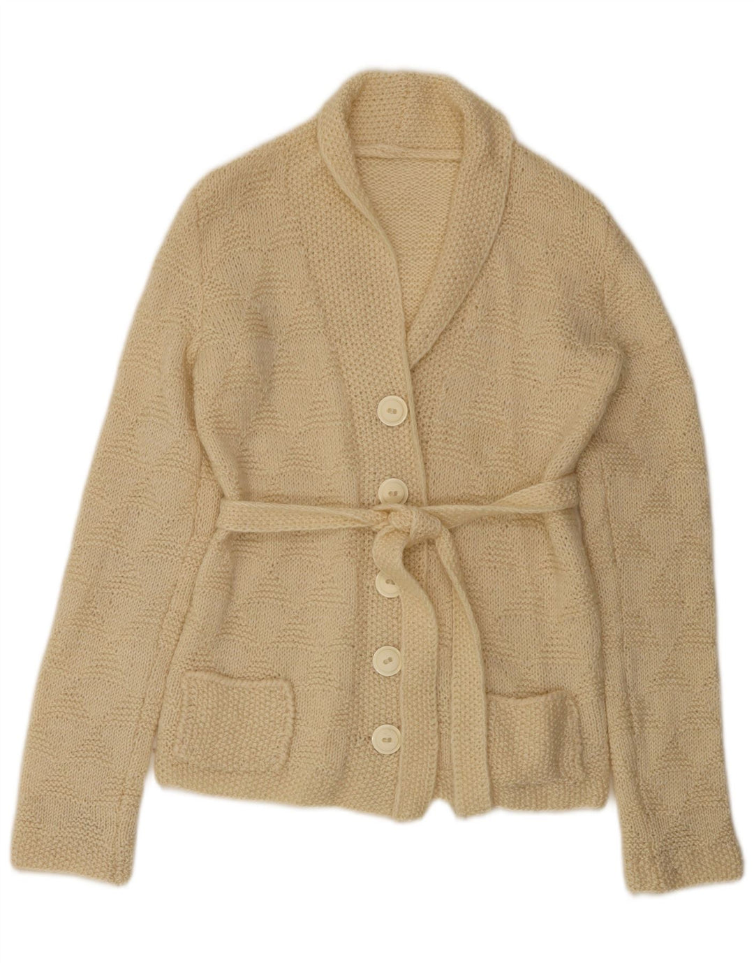Maglione cardigan da donna vintage UK 14 Beige medio