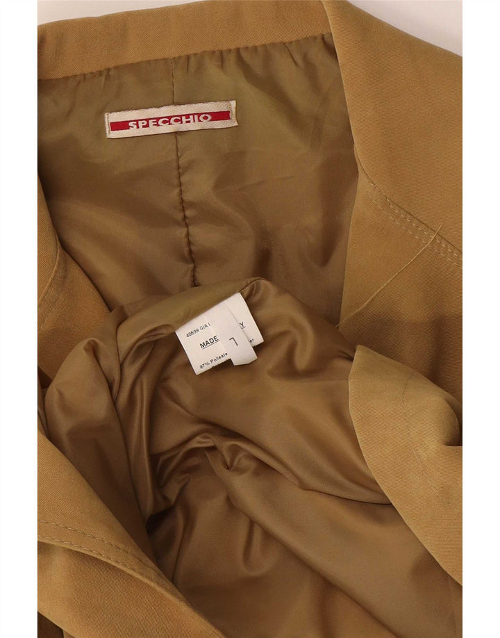 Giacca blazer da donna a 4 bottoni Specchio UK 14 grande poliestere beige