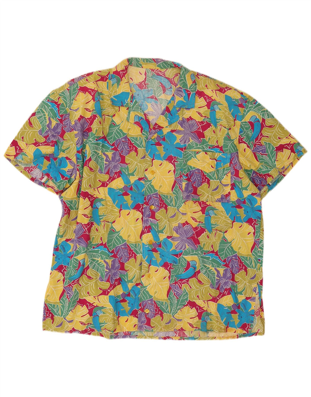 Camicia vintage da uomo a maniche corte XL multicolore floreale