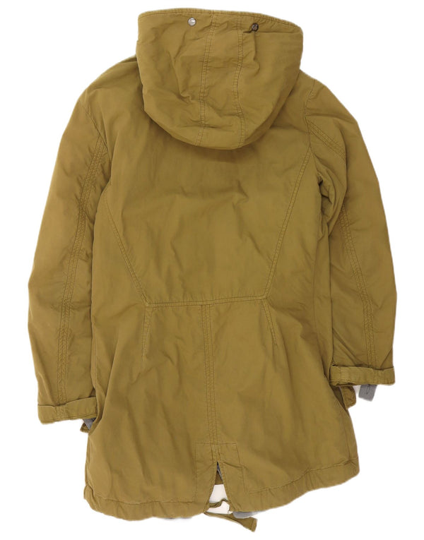 Giacca parka sherpa vintage da donna con cappuccio EU 40 cotone medio kaki