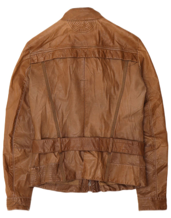 Giacca da corsa in pelle da donna Dekker UK 10 piccola in pelle marrone