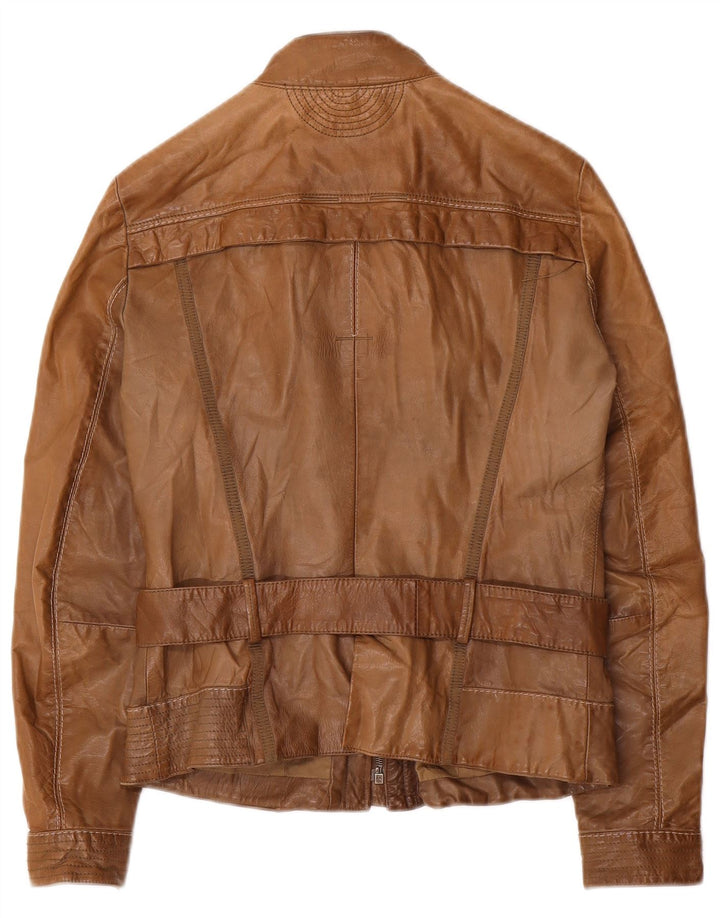 Giacca da corsa in pelle da donna Dekker UK 10 piccola in pelle marrone