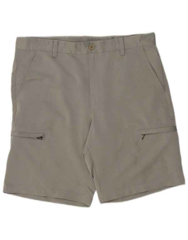 Pantaloncini cargo da golf da uomo IZOD W36 Large in poliestere grigio a spina di pesce
