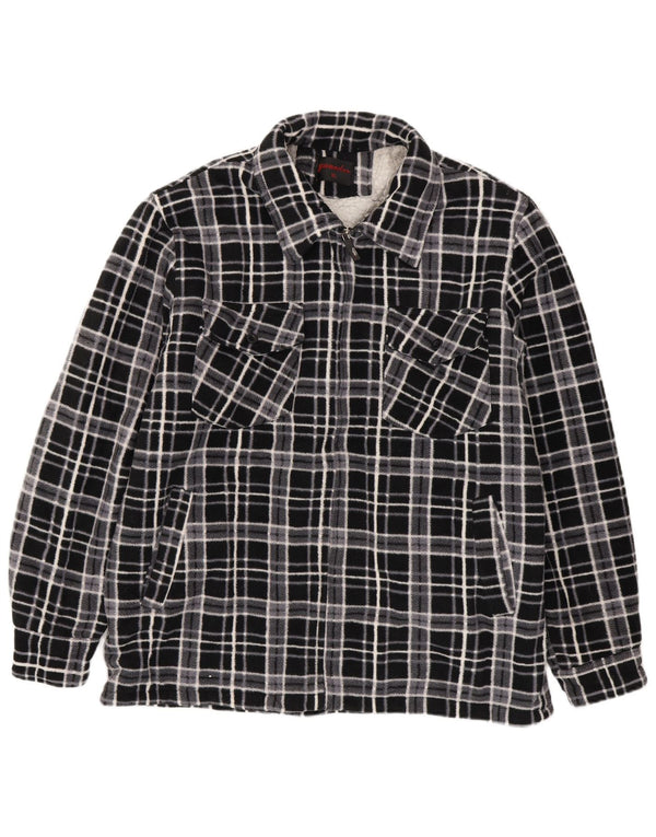 Camicia in pile da boscaiolo vintage da uomo XL a quadri blu navy