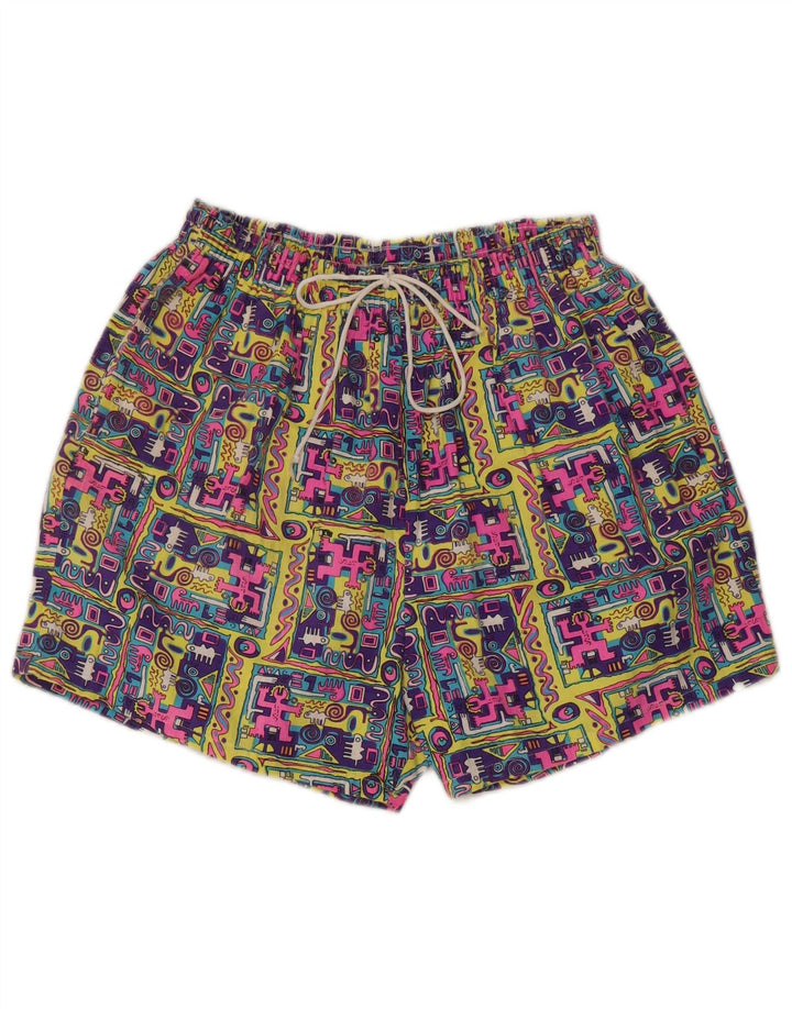 Pantaloncini vintage da donna a vita alta piccoli W27 in cotone patchwork multicolore