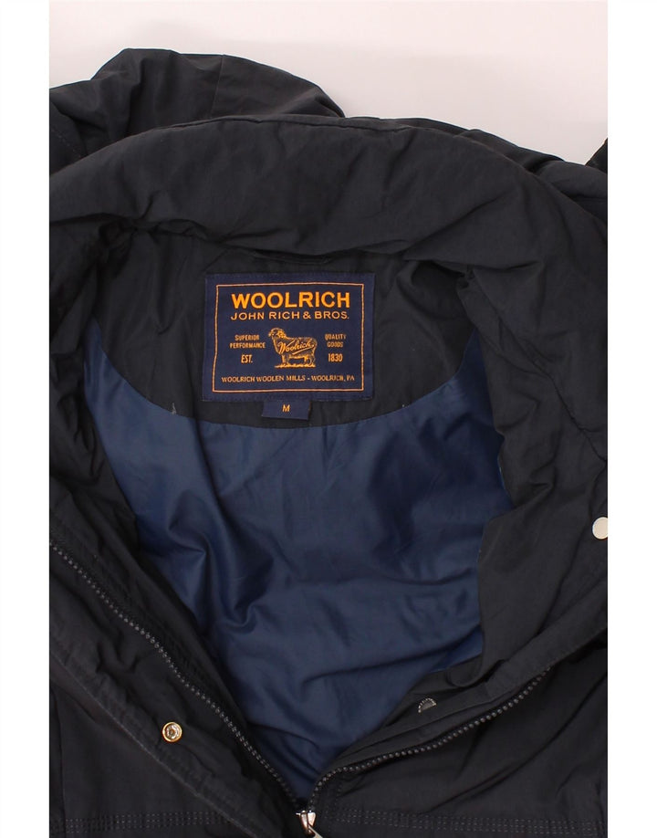 WOOLRICH Womens Hooded Padded Jacket UK 14 Medium Navy Blue Polyester Vintage Woolrich and Second-Hand Woolrich from Messina Hembry 