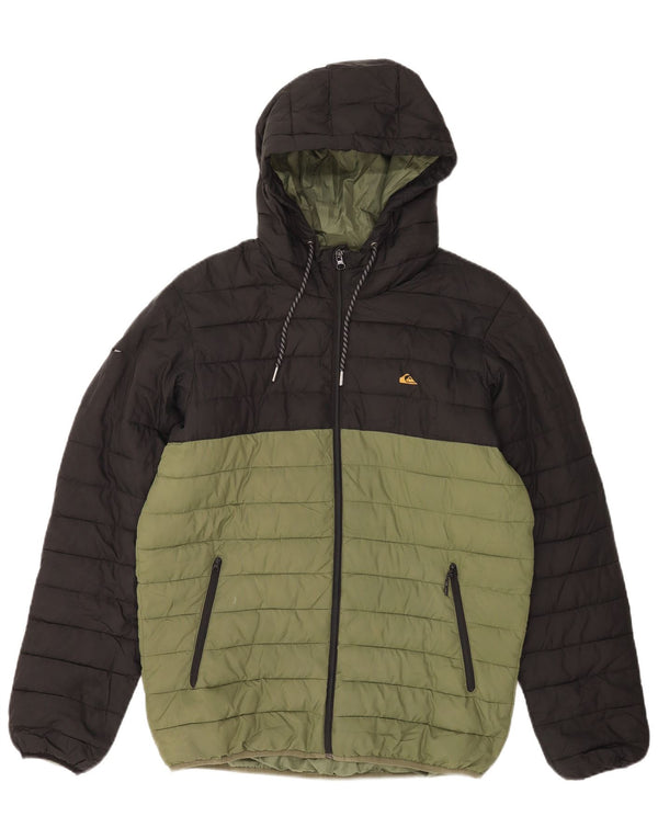 Giacca imbottita con cappuccio da uomo Quiksilver UK 38 Colorblock verde medio