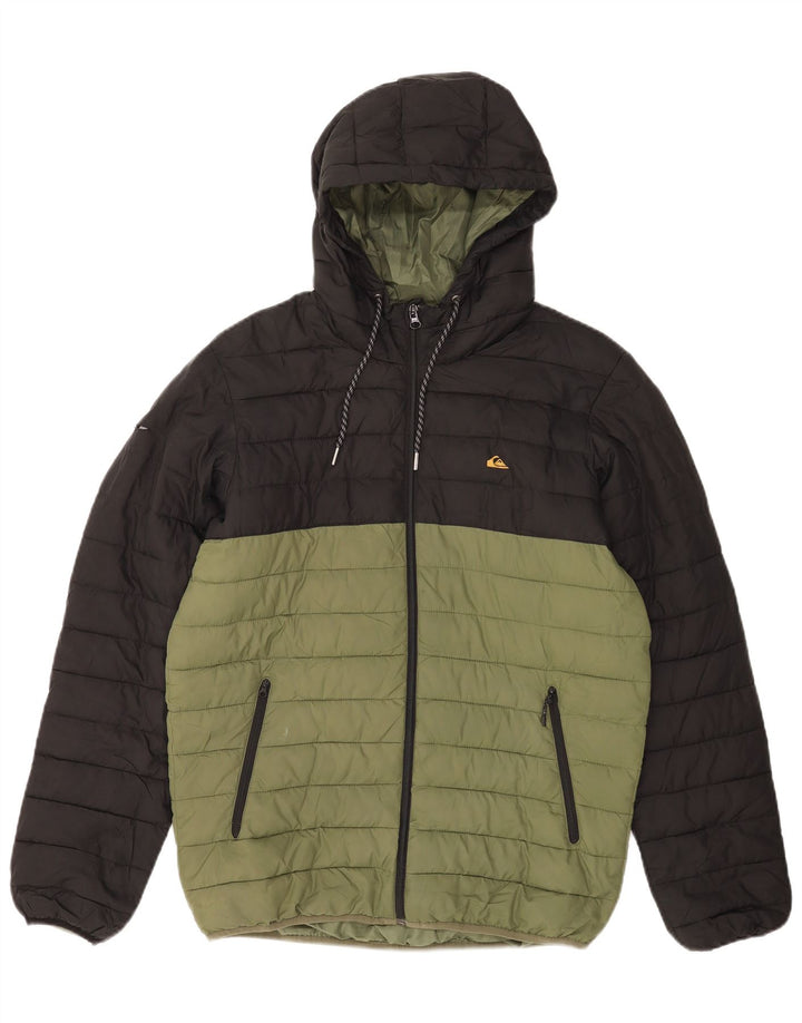 Giacca imbottita con cappuccio da uomo Quiksilver UK 38 Colorblock verde medio