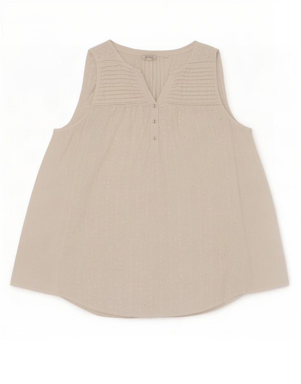 Camicetta senza maniche da donna Fat Face Top UK 14 Grande cotone floreale bianco