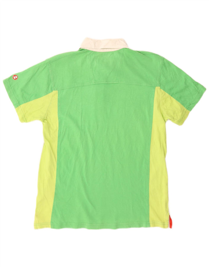 Polo da uomo INVICTA in cotone color block verde medio