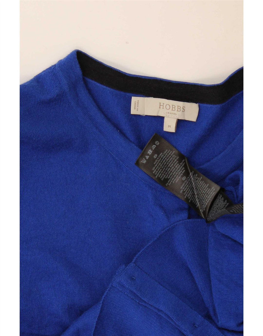 Maglione cardigan corto da donna Hobbs UK 12 Lana merino blu medio