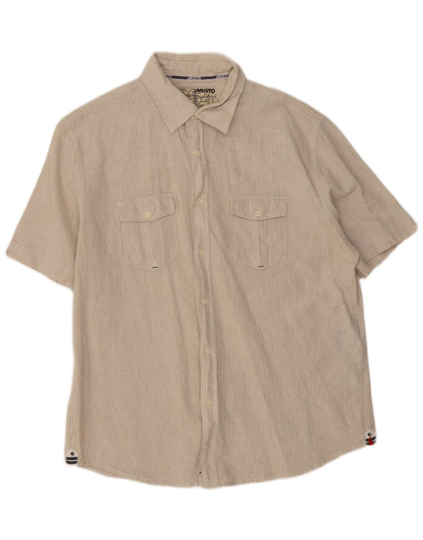 Camicia a maniche corte da uomo Musto grande lino gessato beige