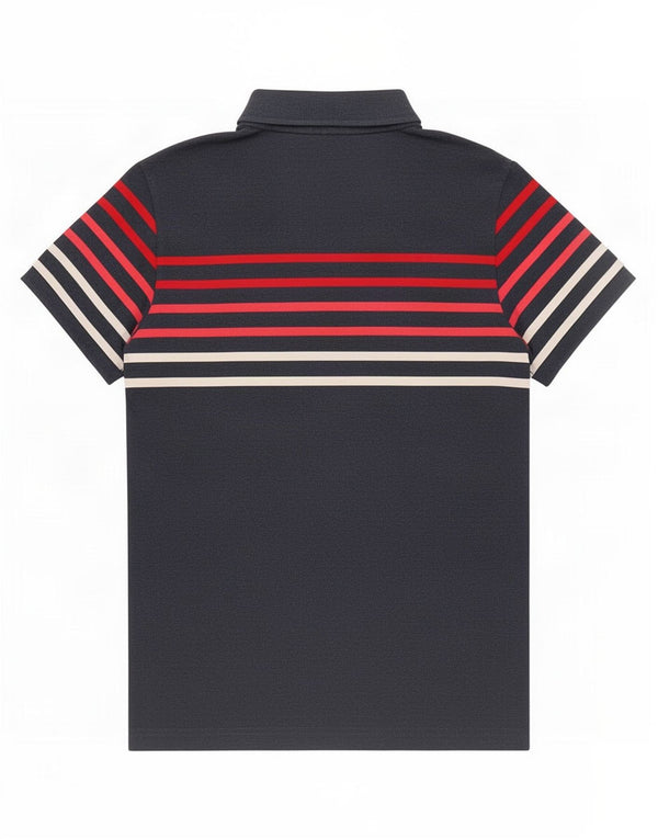 Superdry Mens Polo Shirt XL Navy Blue Striped Cotton