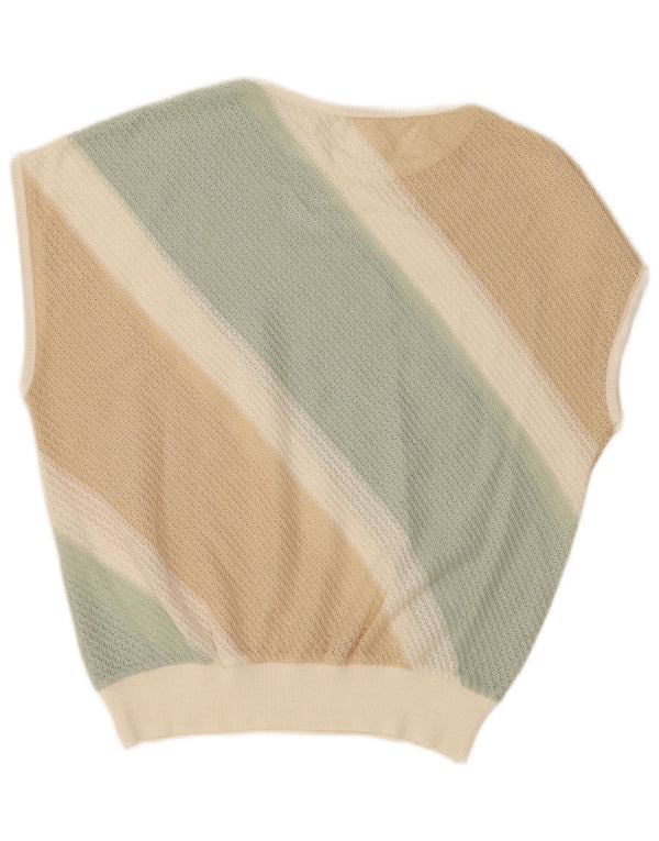 Canotta da donna VINTAGE Canotta UK 16 Large Beige a righe