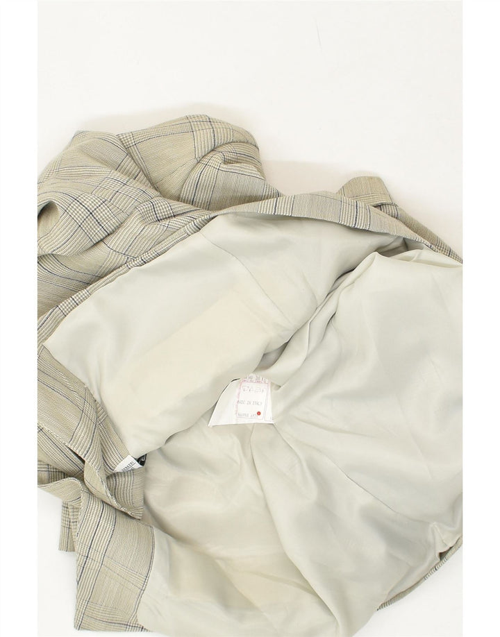 Giacca blazer da donna a 1 bottone VINTAGE UK 12 Lana nuova a quadri grigio medio