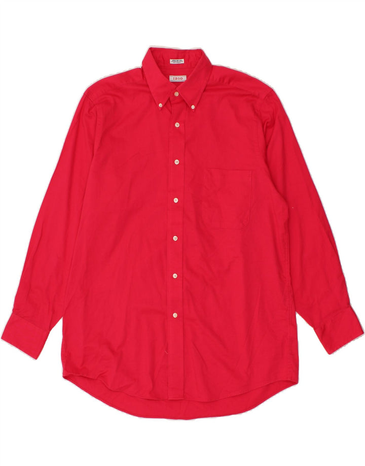 IZOD Mens Regular Fit Shirt Size 16 Large Red Cotton Vintage Izod and Second-Hand Izod from Messina Hembry 