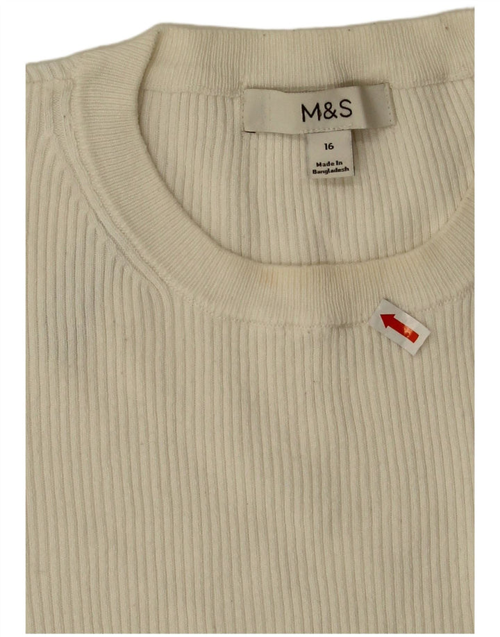 Marks & Spencer Top da donna a maniche lunghe UK 16 Large Bianco in viscosa