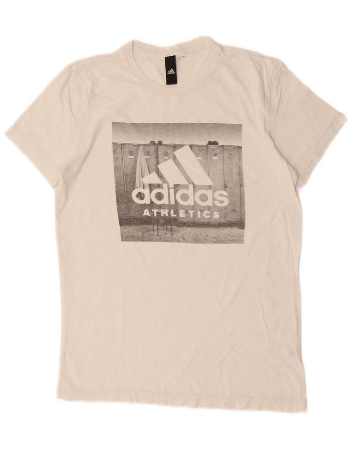 T-shirt grafica da uomo Adidas Top piccola in cotone bianco