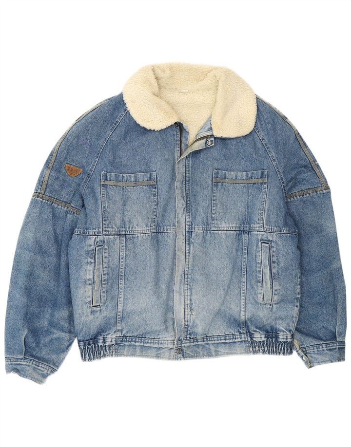 Giacca da uomo in denim Sherpa VINTAGE UK 42 XL Blu
